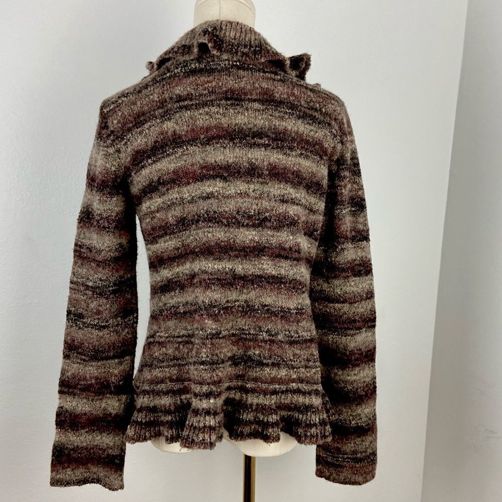 Stamp 10 Womens Large Brown/Tan Cropped Cardigan Ruffled Fairy Grunge Whimsigoth - Picture 2 of 12